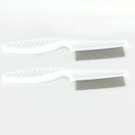 Lot de 2 peignes à lentes en métal avec long manche – Peigne anti-puces et poux double face pour tous les types de cheveux, c