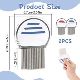 Lot de 2 peignes à poux - Élimination efficace des poux, des lentes, des pellicules, des tiques - Dents double face, pointes 