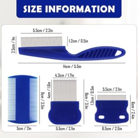 Lot de 4 peignes à dents en métal pour enlever les puces, les larmes et les lentes - Extra fin pour lentretien et léliminat