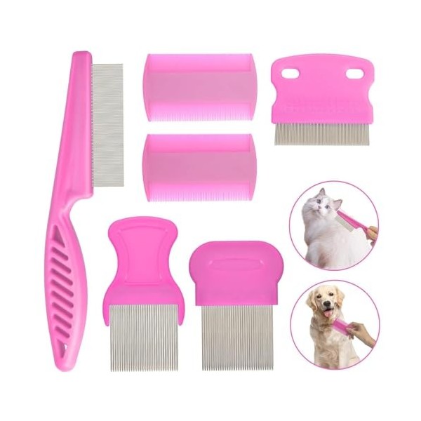 Lot de 4 peignes anti-poux en métal pour enlever les puces, les larmes et les lentes - Extra fin pour lentretien et lélimin