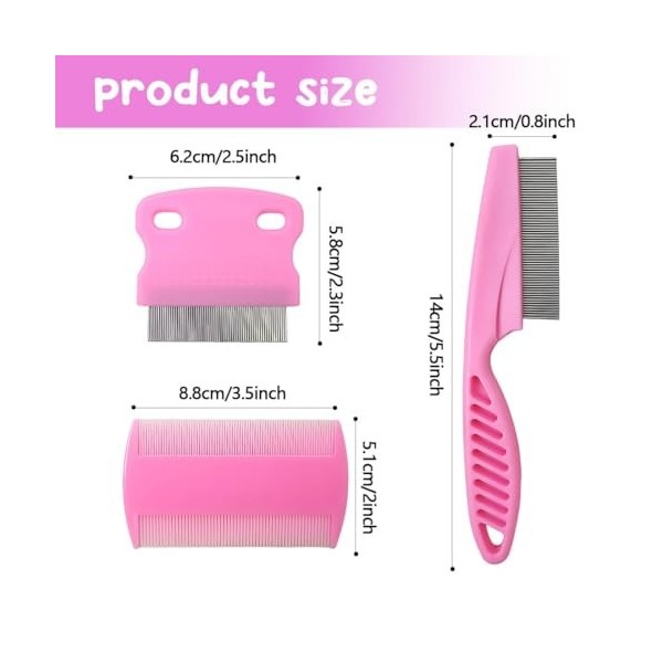 Lot de 4 peignes anti-poux en métal pour enlever les puces, les larmes et les lentes - Extra fin pour lentretien et lélimin