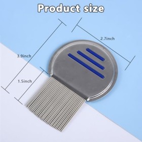 Lot de 2 peignes professionnels en acier inoxydable pour le traitement des poux, dents métalliques double face pour lentes, p