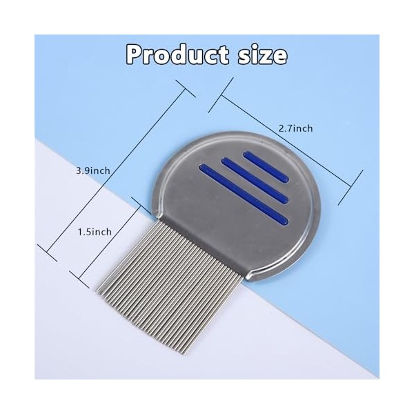 Lot de 2 peignes professionnels en acier inoxydable pour le traitement des poux, dents métalliques double face pour lentes, p