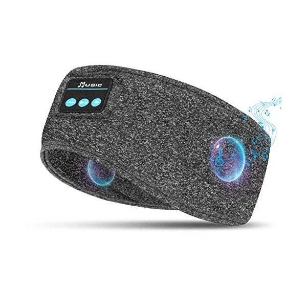 flintronic Casque de Sommeil, Bandeau Bluetooth, Anti Bruit Sommeil Bandeau Bluetooth, pour Sport, Voyage, Dormeurs Latéraux 