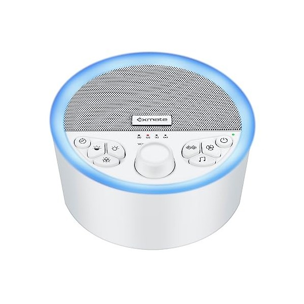 Exmate Machine de Bruit Blanc Portable avec veilleuse,White Noise Machine avec 29 sons apaisants HIFI,contrôle du volume,minu