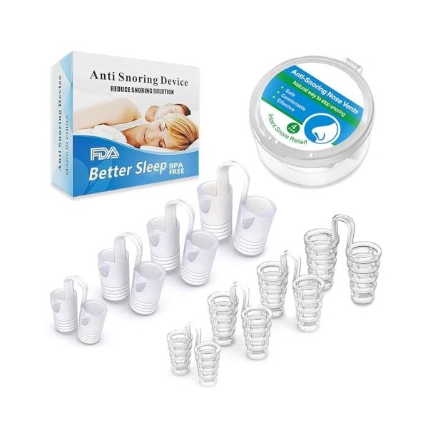 Dispositifs Anti Ronflement, 8 Pièces Anti Ronflement Pince Nez, Dilatateur Nasal Dilatateur en Silicone, Séparateur Nasal, A