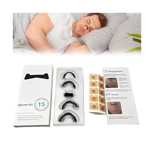 Bande Nasale Magnétique, Magnetic Nasal Strip, Intake Breathing Nasal Strip, Anti Ronflement Sécurisé Ecarteur Nasal Aimanté,