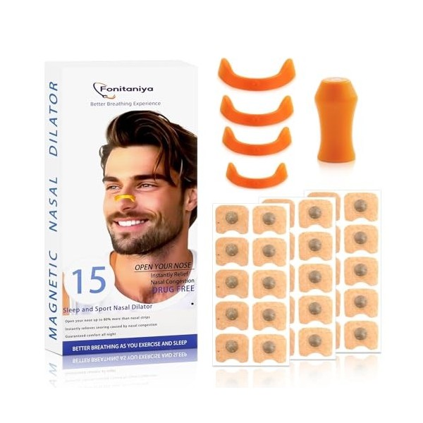 Bandelette Nasales 30 Pièces, Dispositifs Anti-Ronflement Set, Livré avec 4 pince-nez Nose Tappe Contre les Ronflements, Tail