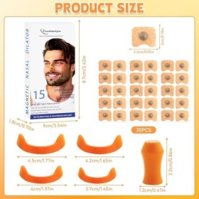 Bandelette Nasales 30 Pièces, Dispositifs Anti-Ronflement Set, Livré avec 4 pince-nez Nose Tappe Contre les Ronflements, Tail