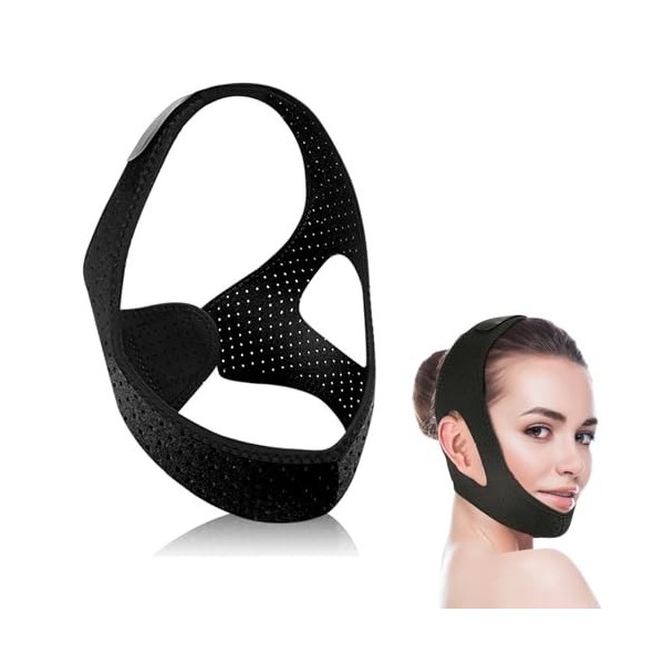 Mentonnière Anti-ronflement Sangle,Mentonnière Pour Le Ronflement,Bandeau Anti Ronflement,Respirante Ceinture Anti-ronflement