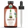 SVA ORGANICS Huile de jojoba biologique pressée à froid certifiée USDA avec compte-gouttes 4 oz pure huile de support non raf