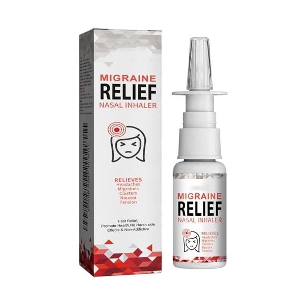 Dispositif d’Aspiration Nasale de Migraine,Inhalateur Nasal de Soulagement de la Migraine,Inhalateur Soulagement des Maux de 