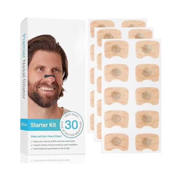 60 Pièces Bandelette Nasales, Bande Nasale Magnétique, Intake Breathing Nasal Strip, Clip de Nez Magnétique, Dilatateur Nasal