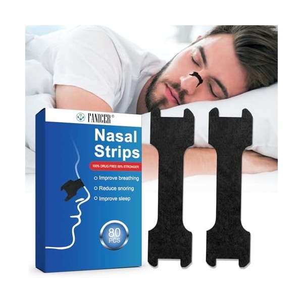 80 Pièces anti ronflement nasale, nasal strips bandelette nasales pour Réduire le Ronflement et Améliorer la Qualité du Somme