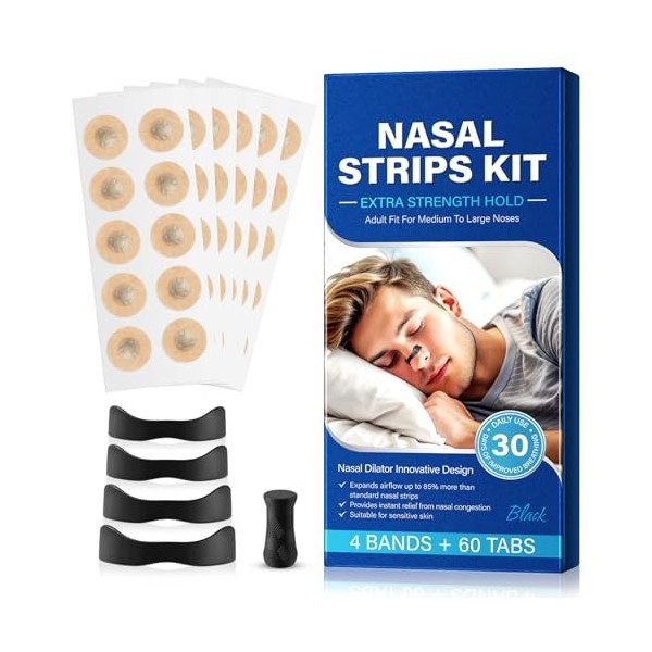 Bandelettes Nasales Magnétiques,Aimant Anti Ronflement Clip Nasal,Bandes Nasales Magnetiques,Nose Strips Sport&Sleep Magnetic