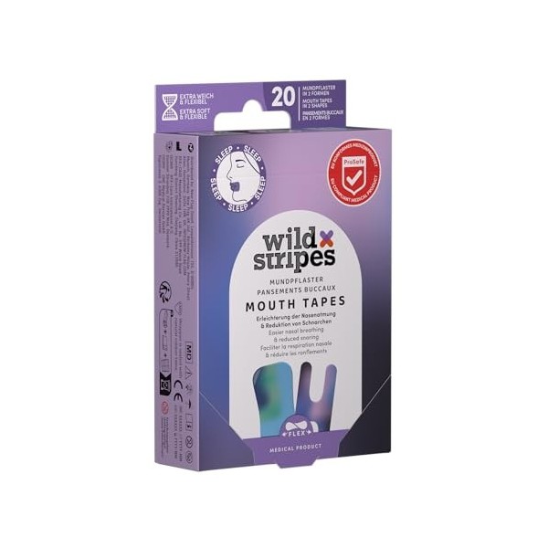 Wild Stripes - Mouth Patches Sunset - Bandes pour améliorer la respiration nasale et le sommeil - Patchs bouche avec 2 design