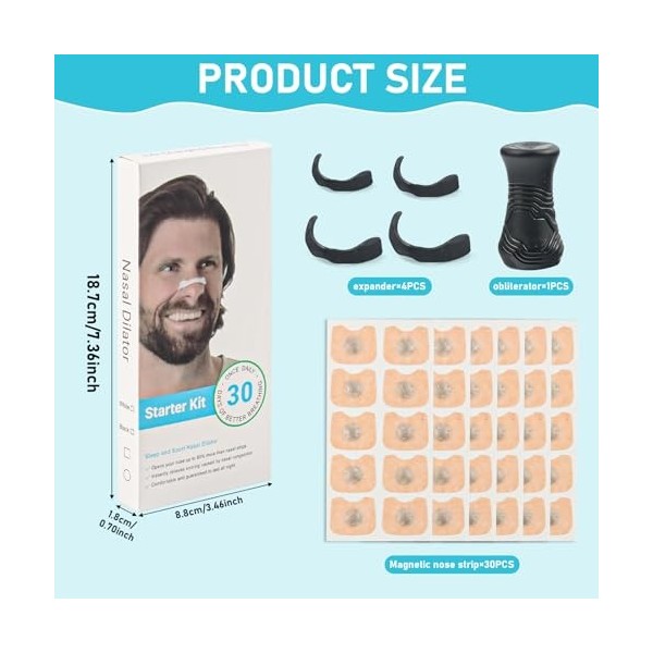 Gxhong Lot de 30 bandes nasales magnétiques pour la respiration, pour la maison, les voyages daffaires, les voyages, lhôtel