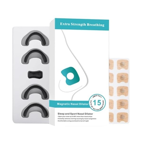 Écarteur Nasal à Bande Magnétique Anti Ronflement – Solution Naturelle et Efficace pour Améliorer la Respiration Nocturne, Co