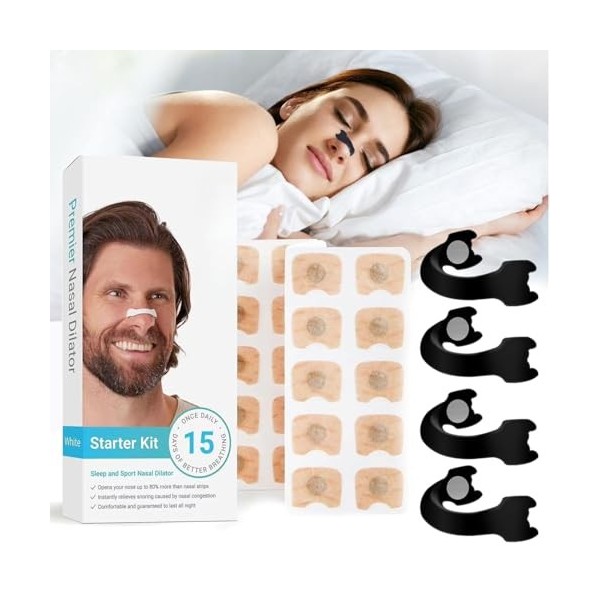 Intake Breathing Nasal Strip, Bande nasale magnétique anti-ronflement, Sûre Et Efficace, Meilleur Sommeil et Meilleure Respir