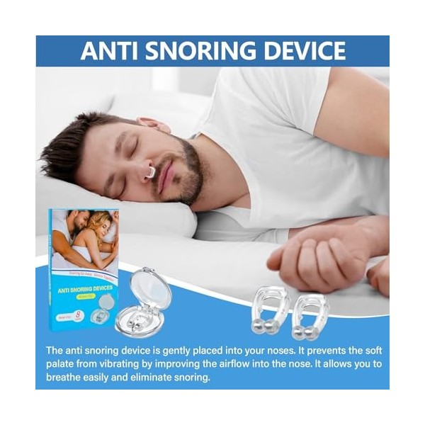 Robofun Pince Nez Anti Ronflement 8 Pièces, Clip de Nez en Silicone Magnétique, Dispositifs Snti-Ronflement Réutilisable, Dil