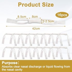 Lot de 16 pansements nasaux avec boucles doreille, essoreuse nasale, tamponade nasale, bandages de nez après opération, supp