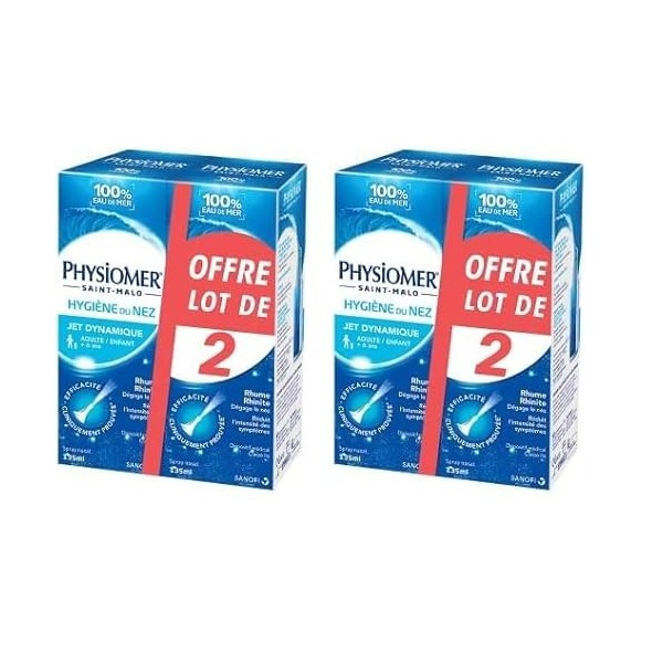 Physiomer Jet Dynamique – Hygiène du nez – Dispositif médical– Spray nasal 100% Eau de mer à partir de 6 ans – Dégage le nez 