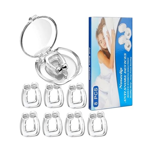 8 PCS Pince à Nez Anti Ronflement, Clip de Nez en Silicone Magnétique, Dispositifs Anti-Ronflement Réutilisable, Dilatateur N