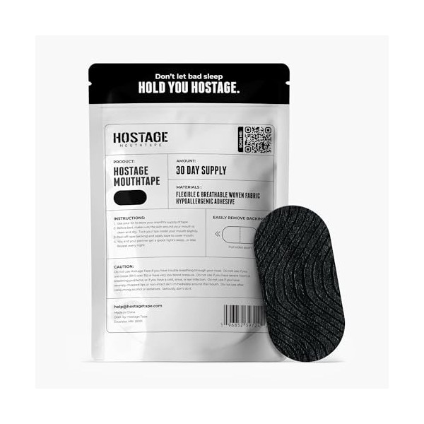 Lot de 3 bandes de sommeil respirantes faciles à appliquer avec force adhésive confortable – Noir