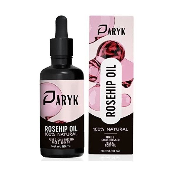 PARYK Huile pure de Rose Musquée pour Cicatrices et Vergetures - Extrait à Froid - Hydratant Naturel pour Corps, Cheveux et O