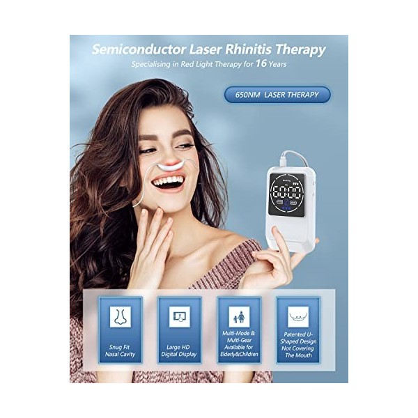 KTS Appareil de Traitement de la Rhinite à Lumière Rouge,Photothérapie Anti-Allergique,Pour Soulagement de Rhinite,Réparation