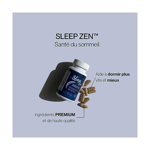 SLEEP ZEN - Inducteur de Sommeil Naturel à Base de Mélatonine - Mélisse et de Pavot de Californie pour un Sommeil Réparateur 