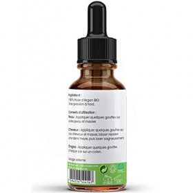 NATUROLEUM Huile dArgan BIO du MAROC - 100% Pure et Naturelle, Pressée à Froid - Extra-Vierge - Anti-âge, Soin Hydratant pou