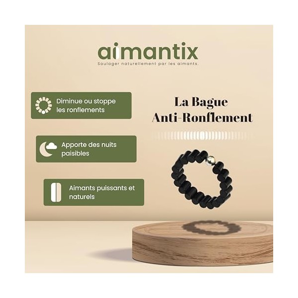 AIMANTIX- LA Bague Anti-Ronflement - LA Seule Ajustable - Solution Efficace pour Réduire ou Arrêter Les Ronflements - Solutio