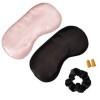Lotusyaa Lot de 2 masques de sommeil en soie avec attache à cheveux et bouchons doreilles en mousse – Masques pour les yeux 