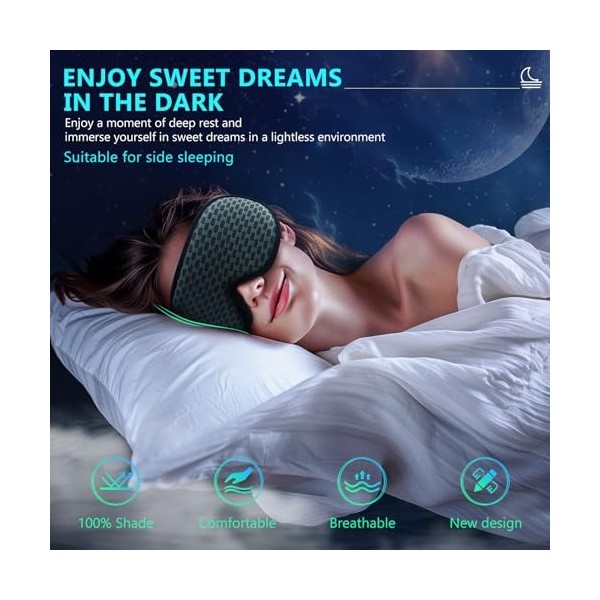 Masque de Sommeil 3D, Design Confortable pour Hommes et Femmes, Idéal pour les Dormeurs Latéraux, Masque Ultra Doux pour des 