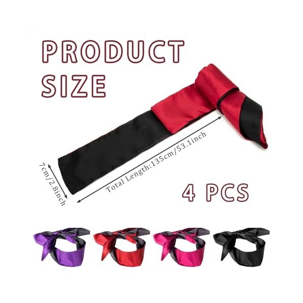 SYEYCW 4 Pièces Masque pour Les Yeux en Satin Doux, Masques de Sommeil, Réglable Masque de Sommeil Satin, pour Couples, Voyag