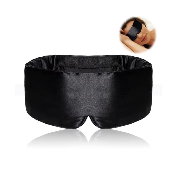 Masque de sommeil en soie pour homme et femme, grand masque de sommeil et bandeau pour les yeux pour dormir la nuit, pour les