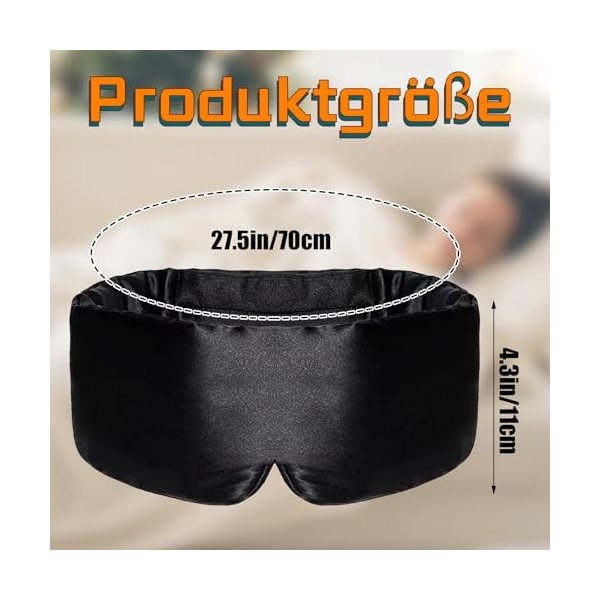 Masque de sommeil en soie pour homme et femme, grand masque de sommeil et bandeau pour les yeux pour dormir la nuit, pour les