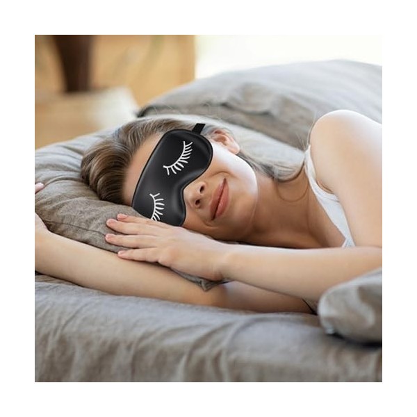 Masque De Nuit En Soie,2 Pièces Cache Yeux Pour Dormir,Masque Sommeil,Masque Yeux Nuit,Avec Bandeau Réglable, Pour Hommes Et 