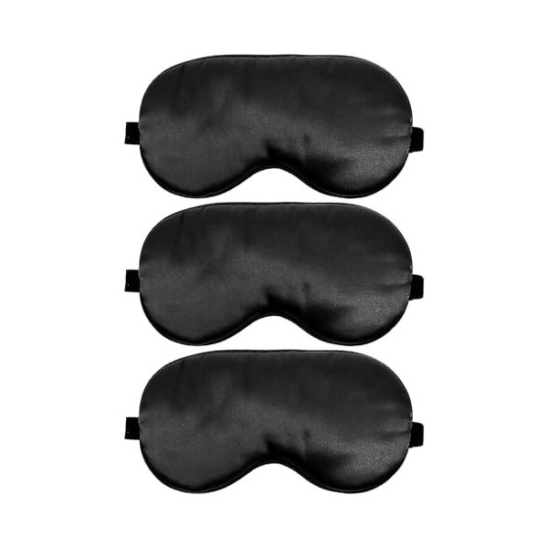 YUXIANLB Lot de 3 masques de sommeil en soie, bandeau en satin doux avec sangle élastique, masque de nuit pour la sieste de v