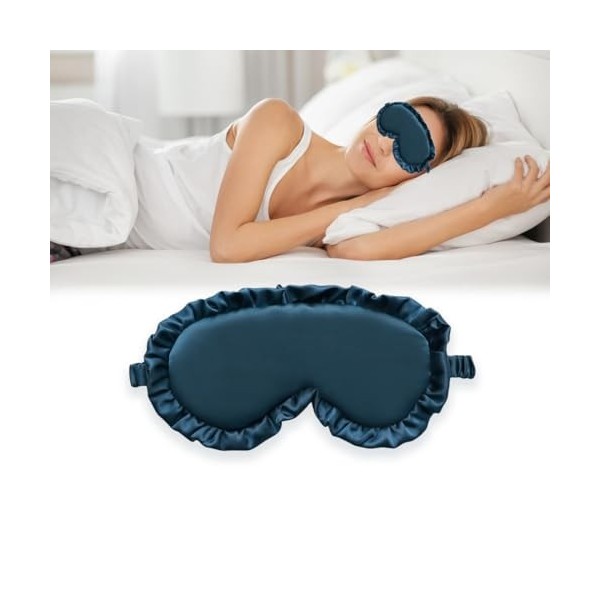 Masque de sommeil soie, confortable et super doux, Masque de Nuit, Masque de Sommeil Antiallergique et Occultant en Soie Pure