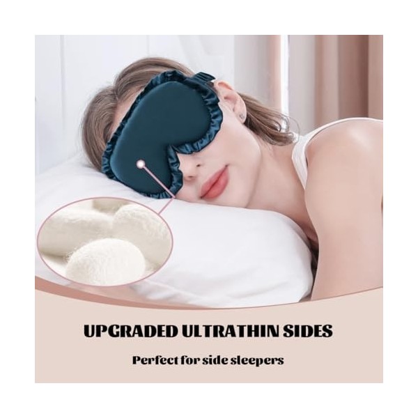 Masque de sommeil soie, confortable et super doux, Masque de Nuit, Masque de Sommeil Antiallergique et Occultant en Soie Pure