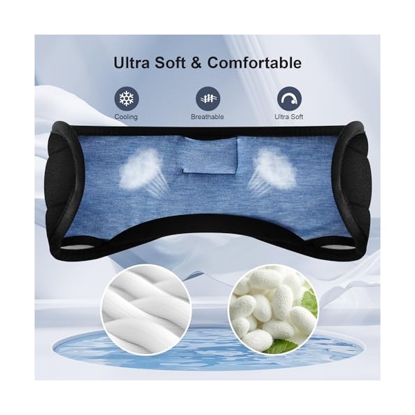 Masque pour les yeux Bluetooth pour dormir, masque de sommeil Bluetooth ultra doux avec écouteurs pour dormir, protection des