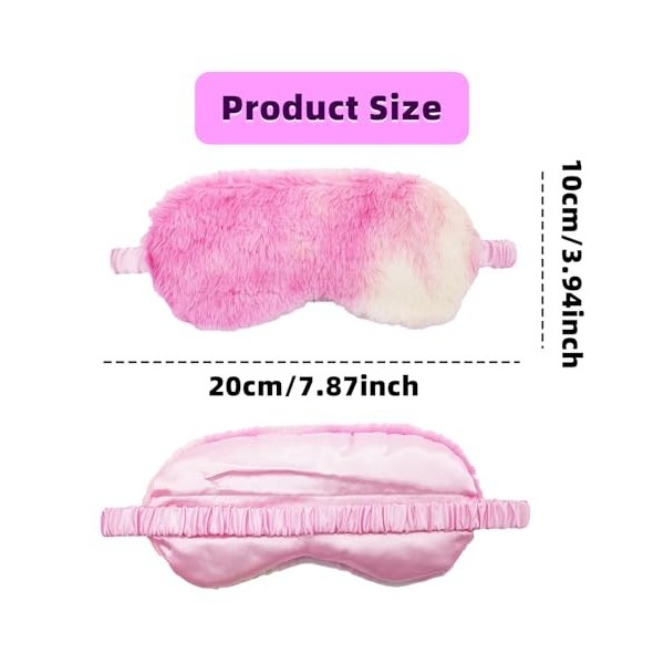 4 Pièces Masques de Sommeil en Peluche Colorés pour Filles, Respirant Masque pour les Yeux de Sommeil de Nuit pour Enfant Adu