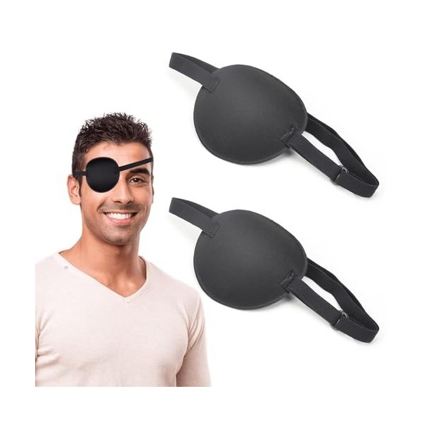 Lot de 2 cache-yeux pour adultes, ajustables, pour amblyopie, masque de sommeil, entraînement visuel et récupération, convien