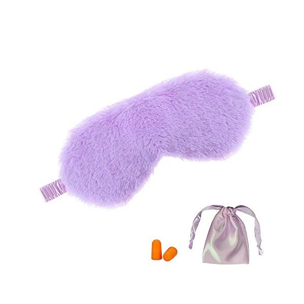 Masque pour les yeux moelleux violet avec étui de voyage et bouchons doreille