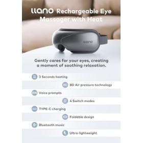 llano Masseur des yeux avec chaleur pour les migraines, masque de massage pour les yeux, massage de compression intelligent p