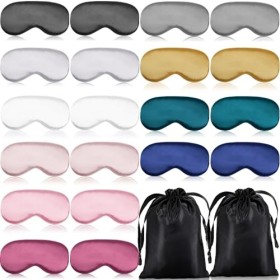 Kinmsito Lot de 20 masques de sommeil, en soie, doux, avec sangle réglable, bloquant la lumière, pour le yoga, le sommeil, le
