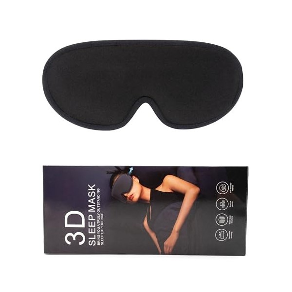 Masque de sommeil pour homme et femme - 99 % bloquant la lumière - Oreilles 3D et bande élastique réglable avec mousse à mémo