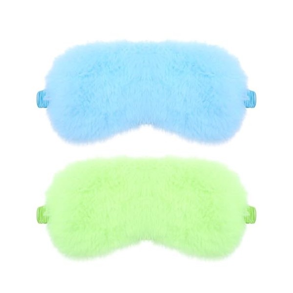 Lot De 2 Masques pour Les Yeux En Peluche Doux pour Dormir Avec Bandeau Confortable En Fausse Fourrure Masque De Sommeil En S